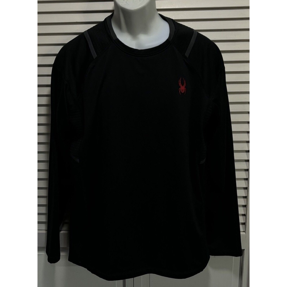 Spyder Active Men's Long Sleeve Fleece Lined Black/Red Reflective Size M Logo